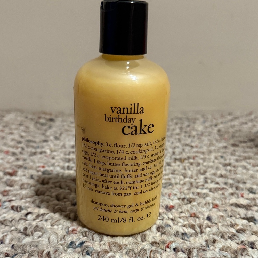 NEW Philosophy VANILLA BIRTHDAY CAKE Shampoo Shower Gel Bubble Bath 8oz Sealed!!